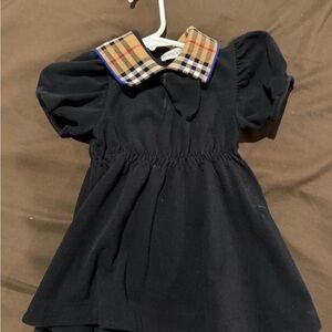 Burberry Black Toddler Top with Iconic Tan Check Trim